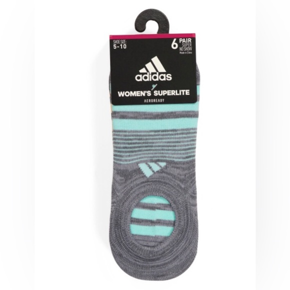 Adidas 6pk. Superlite Striped No Show Socks - Picture 4 of 4